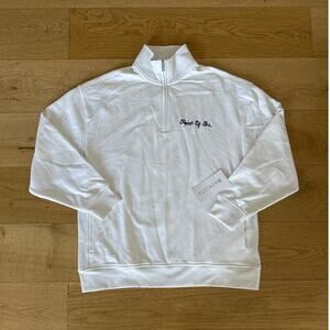 Athleta - Forever Fleece 1/4 Zip Top in White & Navy